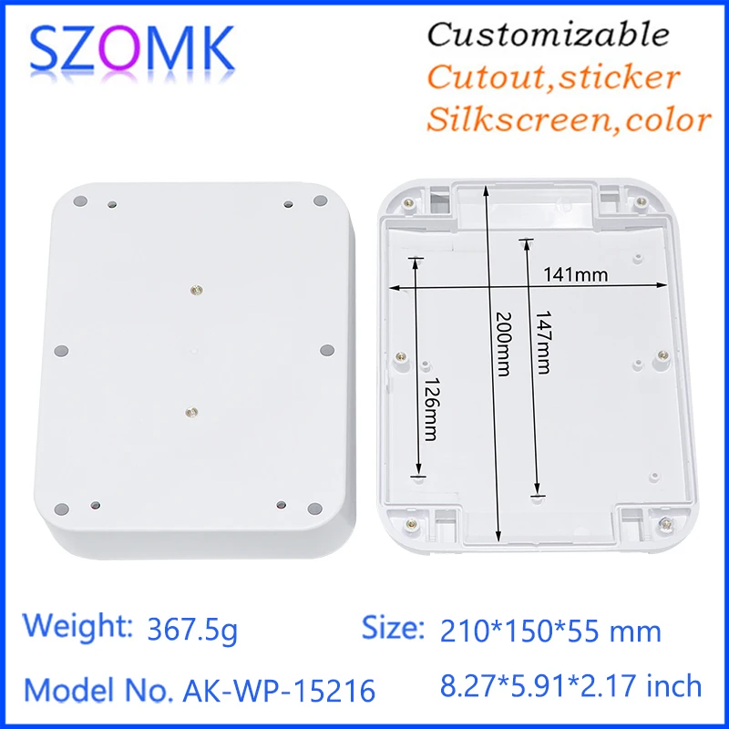 SZOMK Waterproof Enclosure Junction Box Outdoor Pole Mount Plastic Instument Housing IOT Gateway IP65 Weatherproof Plastic Case