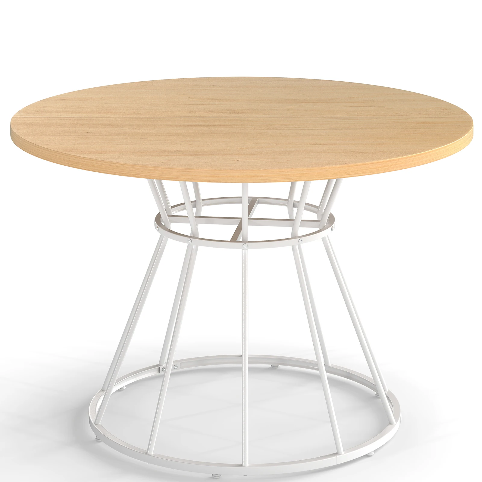 47” Round Dining Table with Wooden Tabletop, Metal Base for Home Dining Room