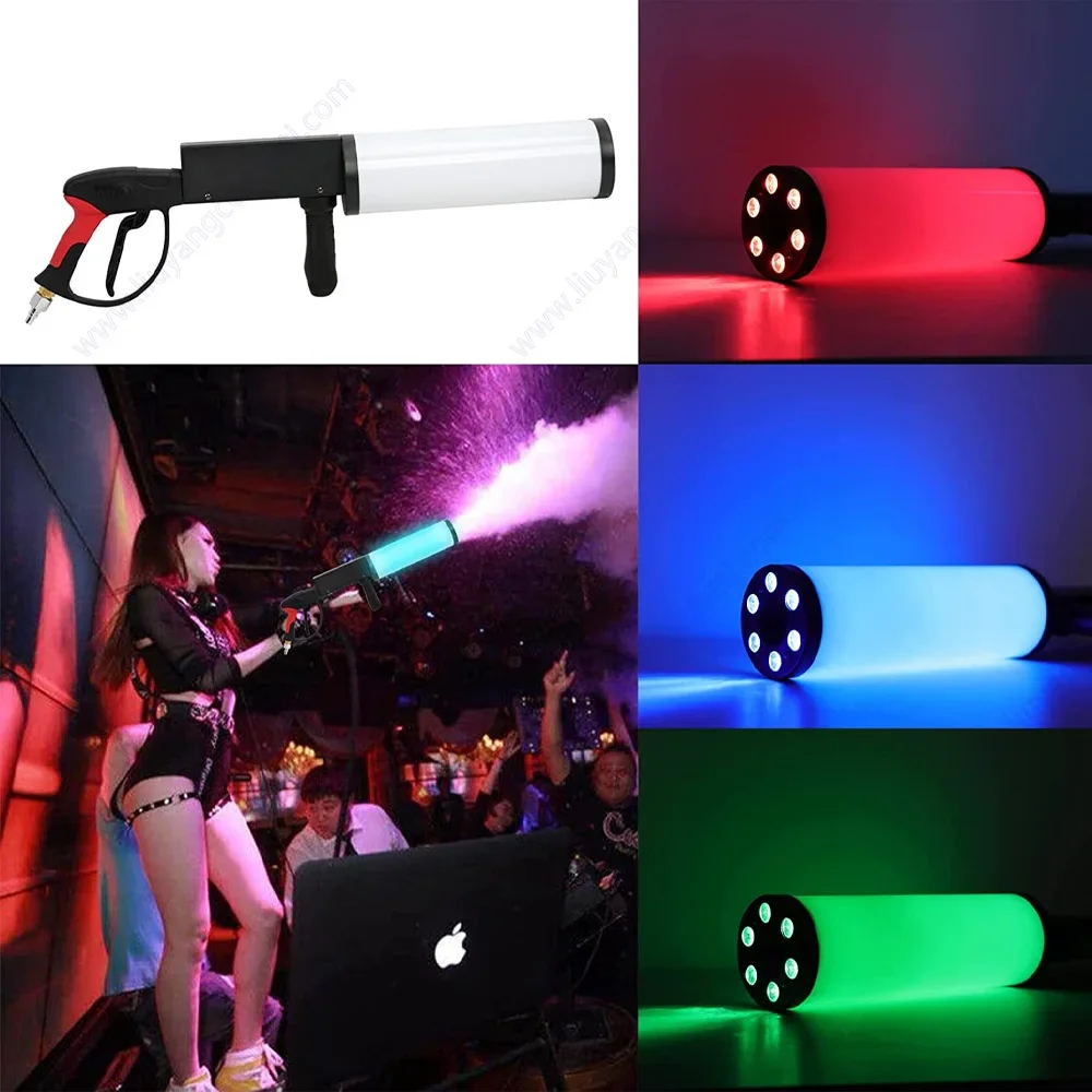 LED Co2 Jet Gas Column Gun Nightclub Bar DJ Handheld Dry Ice Stage Smoke Atmosphere Gun Prop Wedding Concert Night Clubk FOG