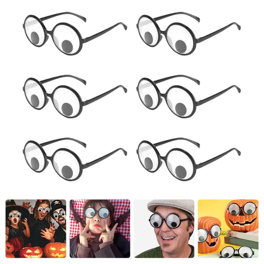 6 Pcs Googly Eye Glasses Pranks for Adults Halloween Party Costumes Props Funny Spectacles Disguise