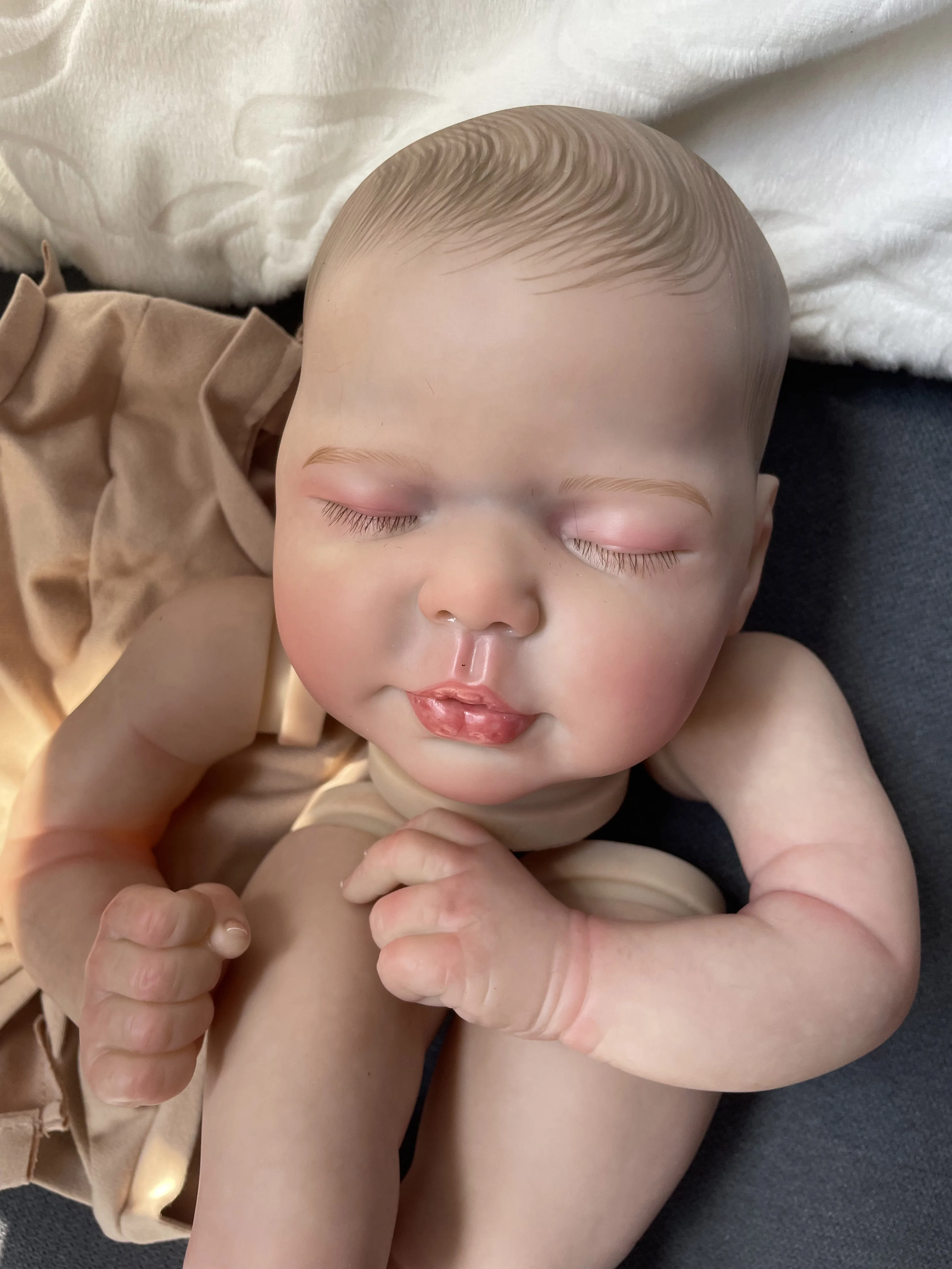 NPK 20'' Already Painted Kits Valentina Reborn Baby Doll with Cloth Body 3D Painted Skin Many Details Veins Bebe Reborn Kits