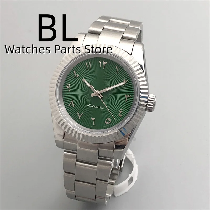 36mm 39mm ICE Blue Arabic Numerals Sunburst Watch Dial NH35 Automatic Watch For Men Black GreenPink Sapphire Glass Slide Buckle