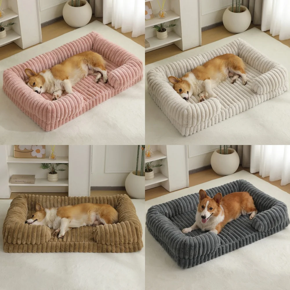 2025 New Winter Warm Pet Bed for Dogs Cats Large Size Dog House Pet Mat Cozy Orthopedic Dog Bed Soft Plush Pet Sleeping Pad