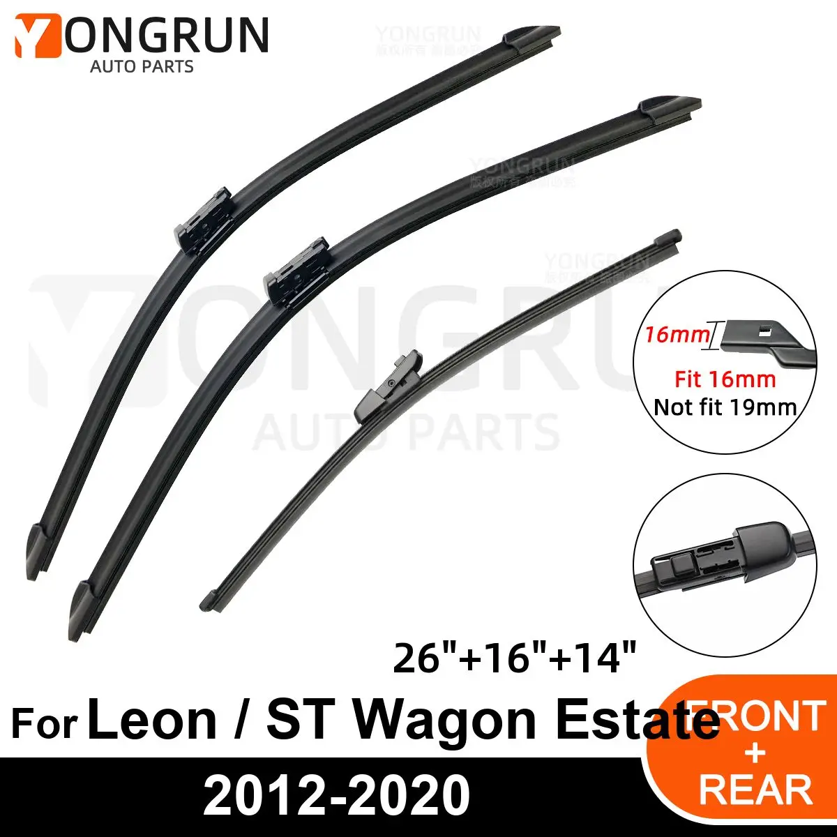 

Car Windshield Windscreen Front Rear Wiper Blade Rubber Accessories For Seat Leon / ST Wagon Estate 26" 16" 14" 2012 - 2019 2020