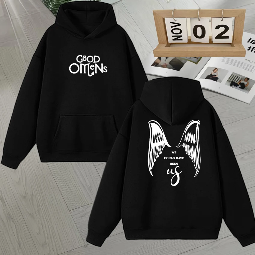 

Hot Series Good Omens Print Hoodies Men Women Clothing Retro Aesthetic Long sleeve Double Sided Print Fleece Unisex Sweatshirts