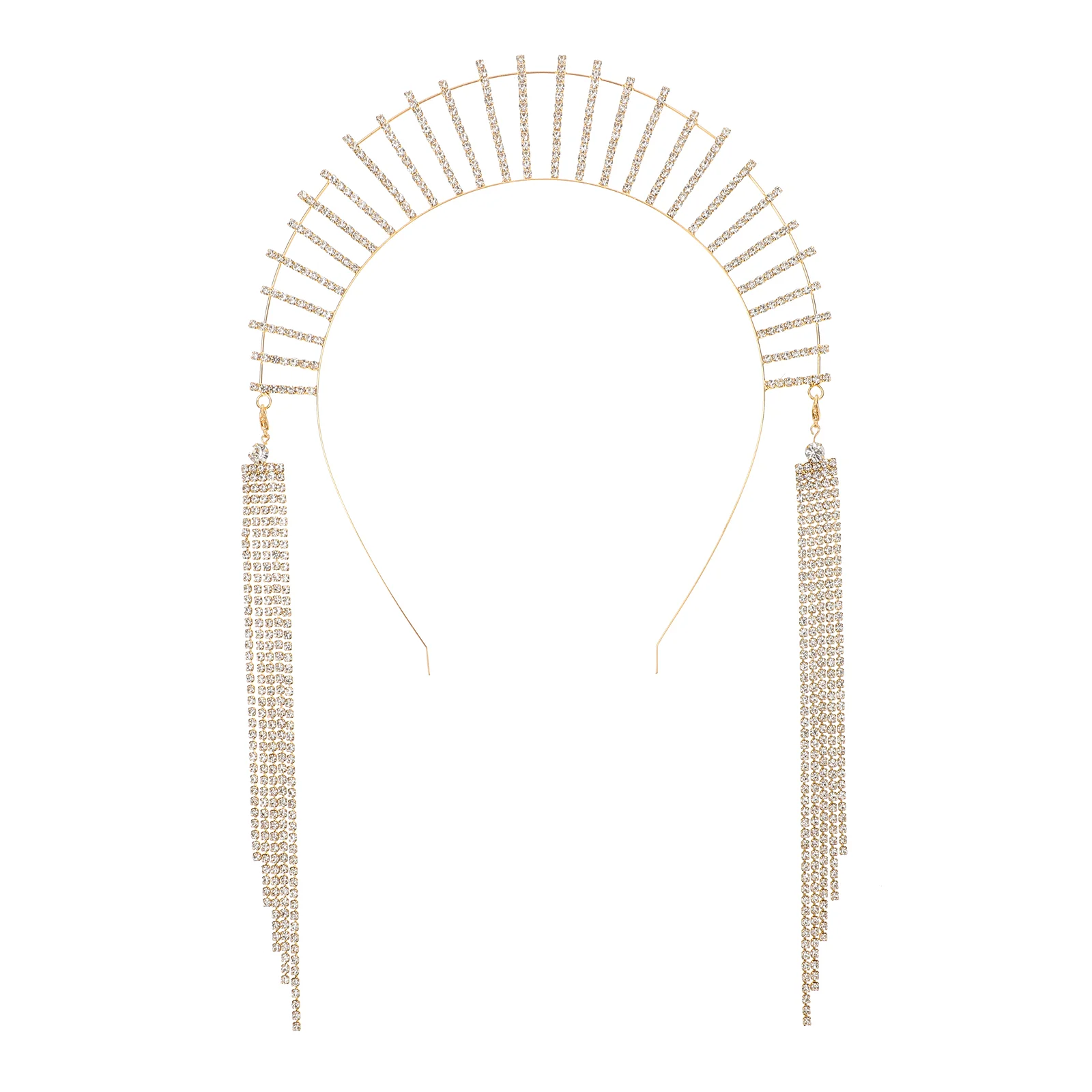 Rhinestone Tassel Headband Long Premium Chain Hair Bands Hoop Iron Women Women's Tie