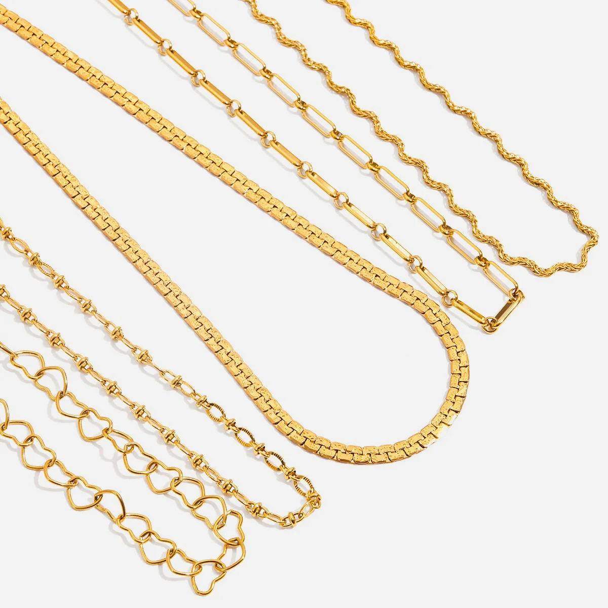 

2pcs stackable Edgy Girls stainless Steel Gold-Plated Choker Chain Light Luxe Style for Music Festival Finale & Street Style
