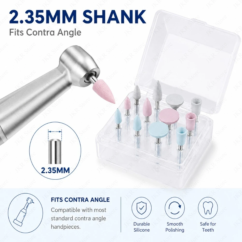 Silicone Polishing Grinding Head Kit RA 2.35mm for Resin Porcelain Composite Low Speed Handpiece Laboratory Tool Set Pack Use view 4