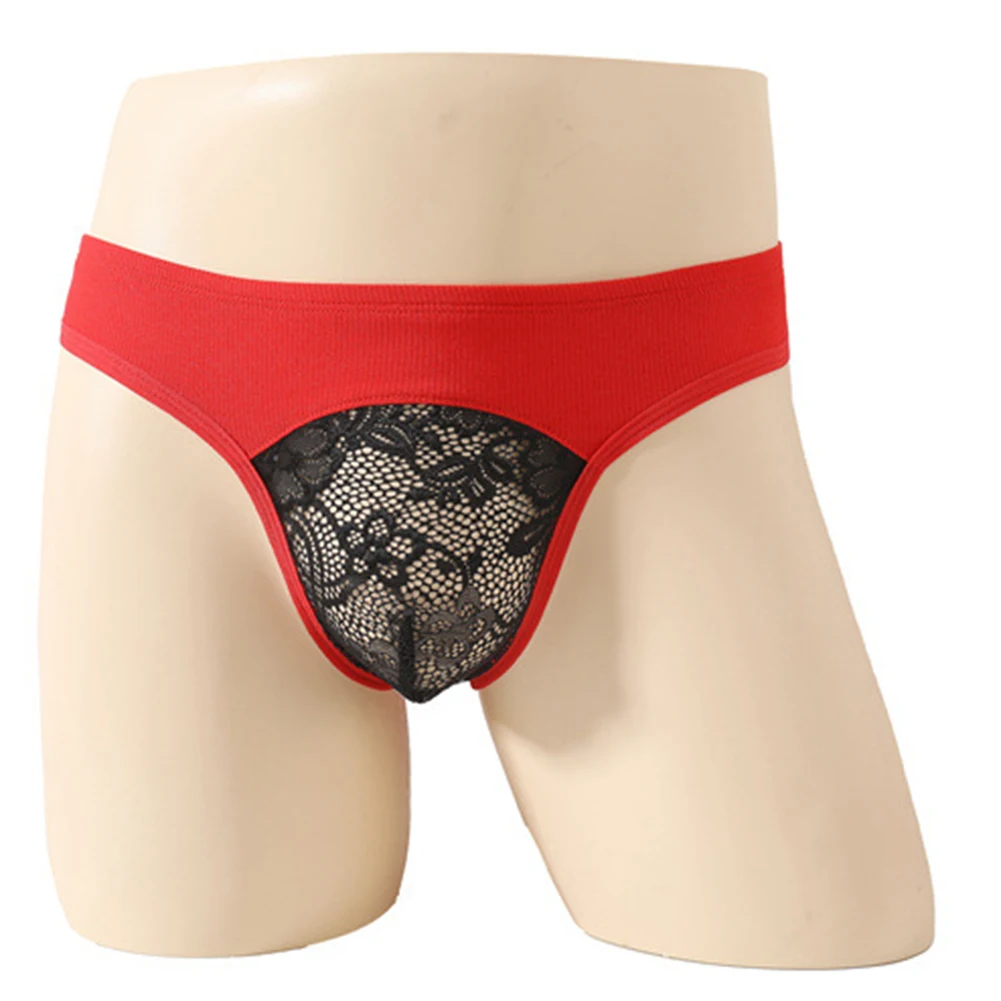 Men Exquisite Lace Calcinha Pouch Briefs Couple Life Underwear Gay Sissy Extreme Men's Panties Sheer Exotic Soft G String Thongs