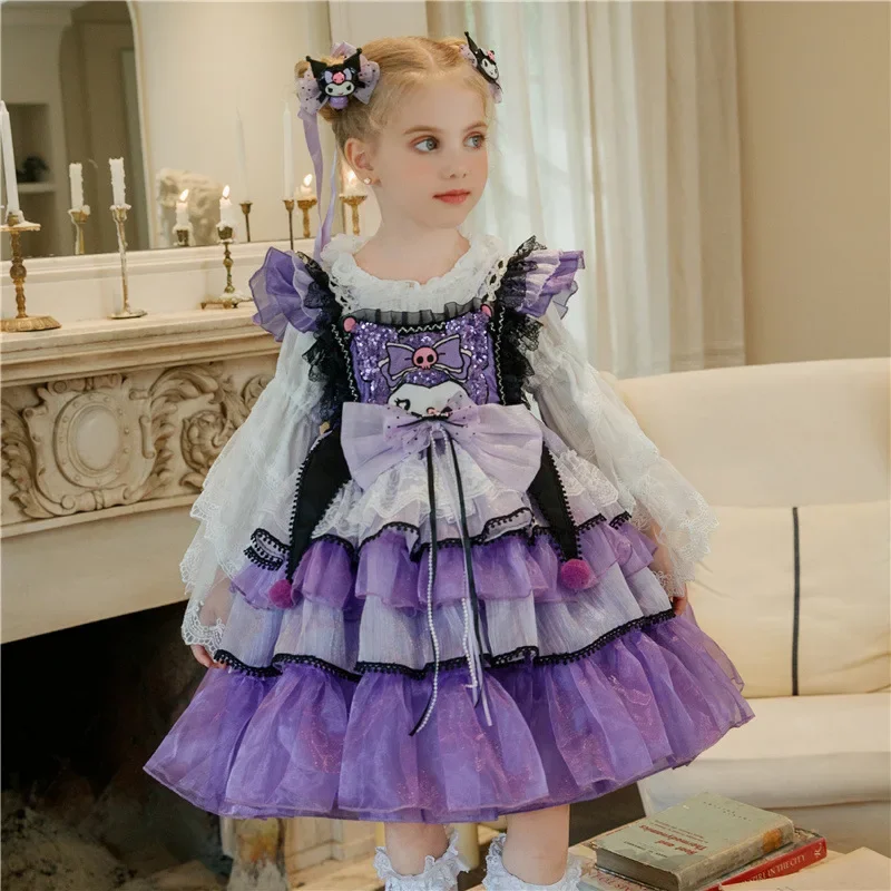 Halloween Sanrio Kuromi Prinzessin Kleid Mädchen Cartoon niedlichen Lolita Rock Kinder Festival Cosplay Kostüm Geburtstags geschenk Party Anime