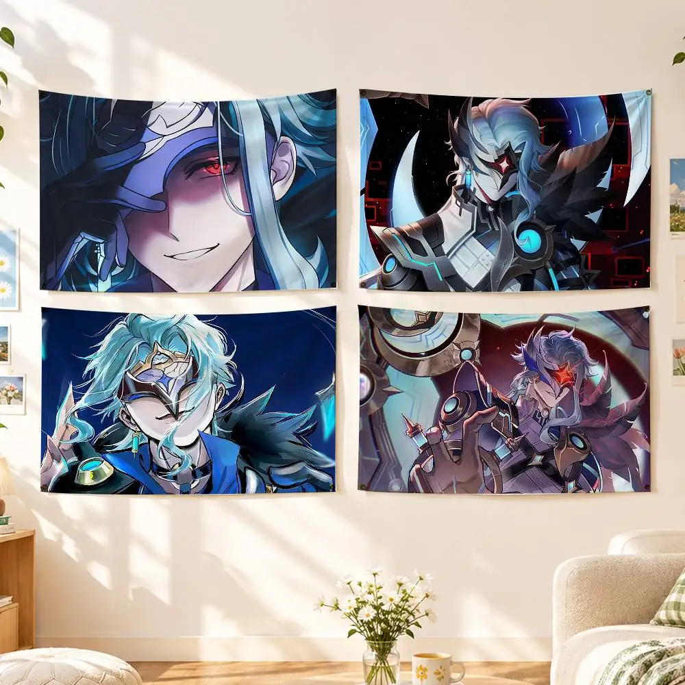 Mysterious Doctor Genshin D-Dottore Flags Wall Hanging Background Art Banner for Bedroom Home Outdoor Decor