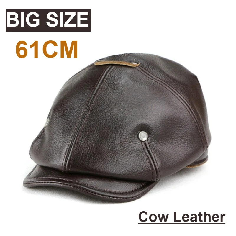 

Мужские кепки газетчика из натуральной яловой кожи, большой размер, 61 см, восьмиугольная кепка в стиле ретро, зимние ветрозащитные береты, передняя шапка
