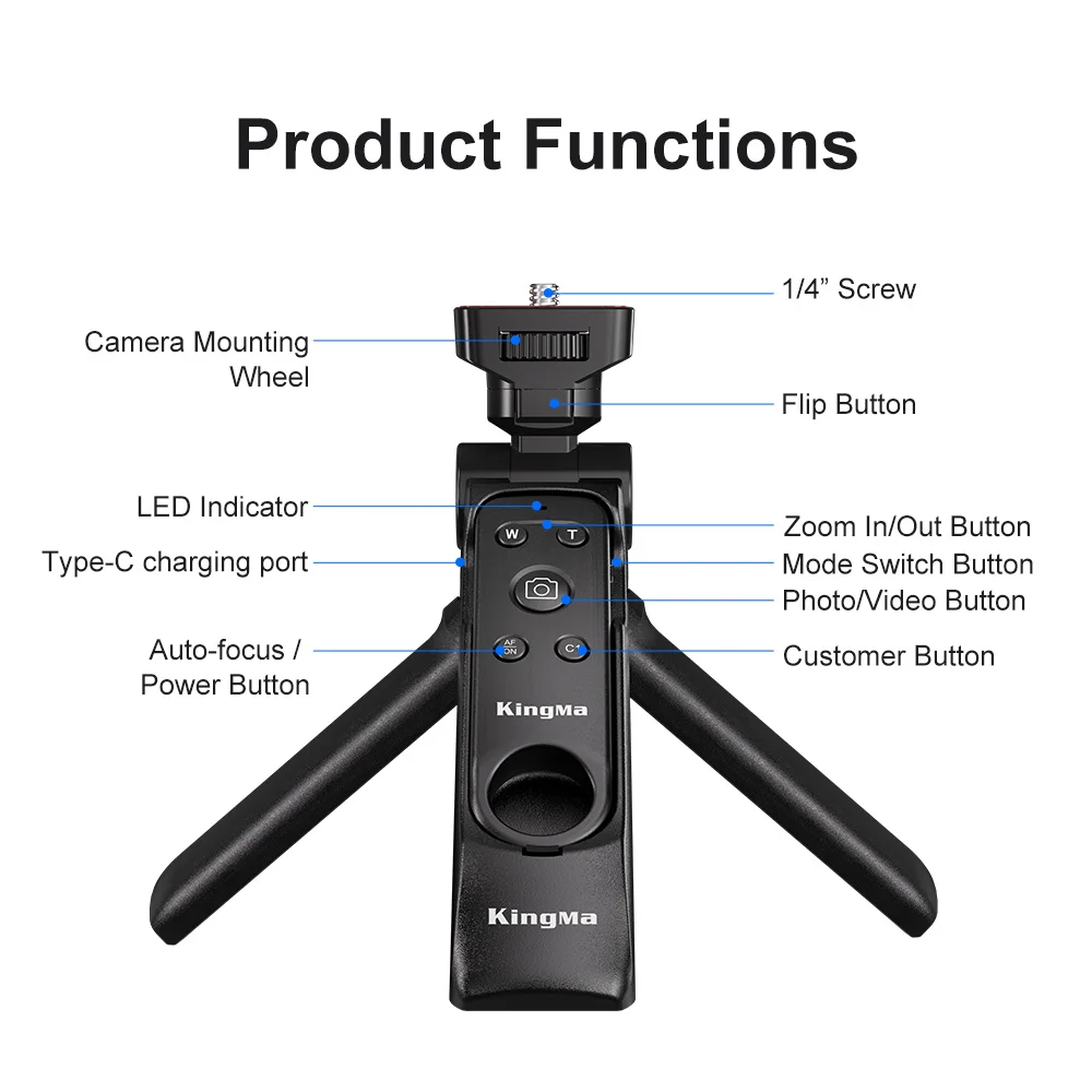 KingMa-Camera Remote Control, Wireless Shooting Grip, Tripod for Still, Video,Vlogging For Sony ZV-1F,ZV-E10,ZV-1,ZV-E1,RX100VII