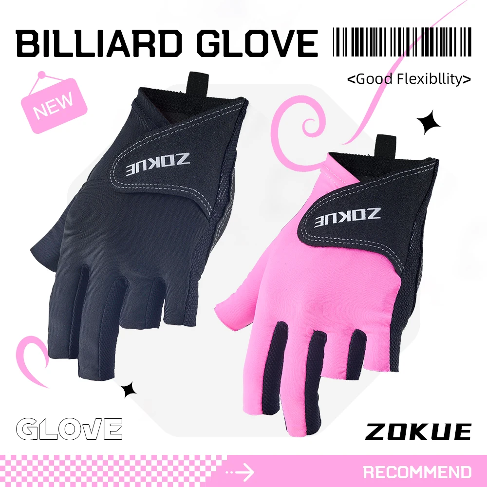 ZOKUE Pool Glove with Left Hand 3 Fingers Professional Carom Glove Medium High Quality Ballteck for Billiard Accessories