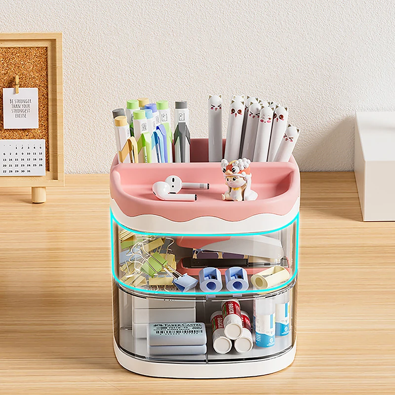 ปฏิบัติ Multi-Functional Desk Organizer Creative ปากกาน่ารักดินสอ Rack โปร่งใสนักเรียนชั้นวางของ