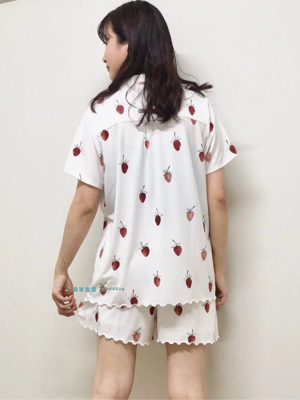 Sales Japan Original  Summer Strawberry Painting Pajamas Cotton Modal Stringy Selvedge Short Sleeve fancy Loungewear