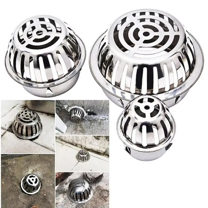 Stainless Steel Round Balcony Roof Floor Drain Large Displacement Anti Clog Filter Screen Outdoor Gutter Sewer
