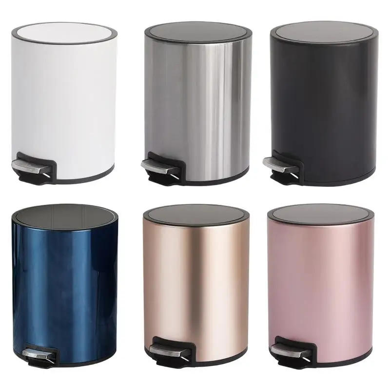 Trash Can Slow Close Stainless Steel Step-Open Trash Can Silent Closing Household Waste Bin Odor Protection Modern Trash Cans