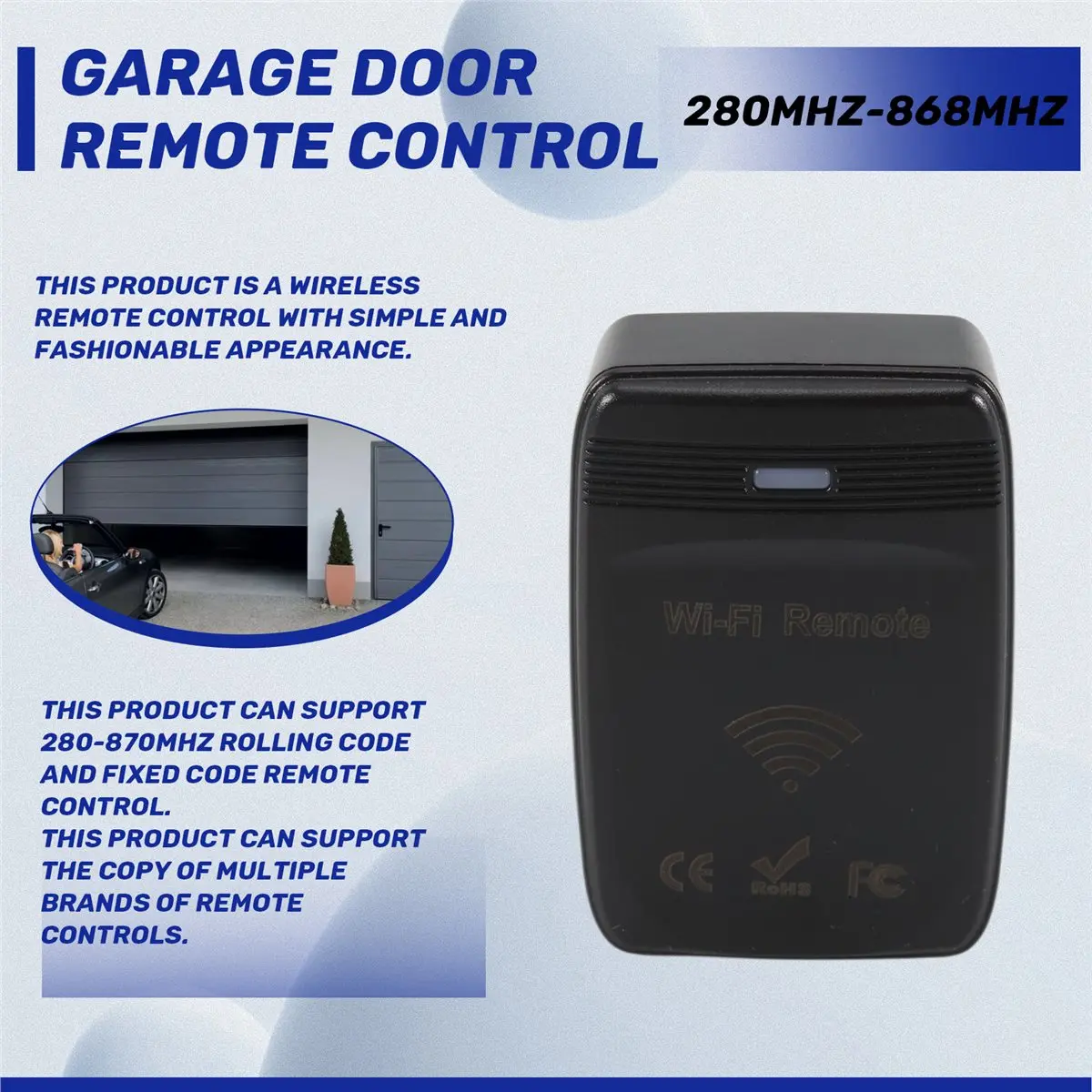 Goodprice New WiFi 280MHz-868MHz WiFi to RF Converter Fixed Code and Rolling Code Garage Door Remote Control EU-PLUG
