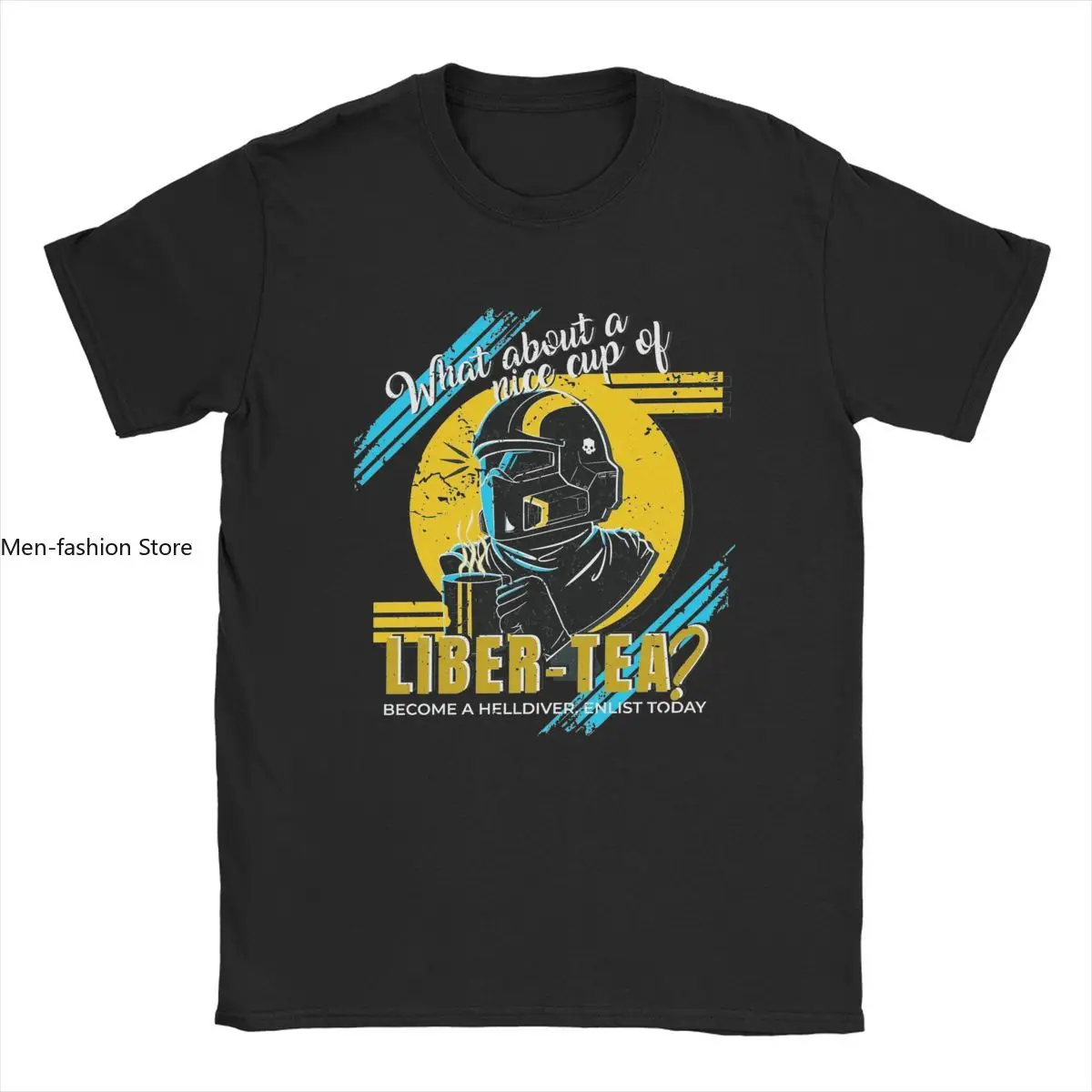 Helldivers Liber Tea Video Game T Shirt Men Pure Cotton T-Shirt O Neck Malevelon Veteran Super Earth Tees Short Sleeve Tops Gift