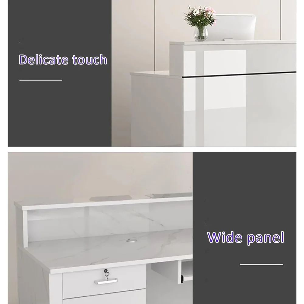 JKGHK Reception Desk, Front Desk Reception Counter with Locking Drawer, Retail Counter with Storage Cabinet, Simple Retail Count