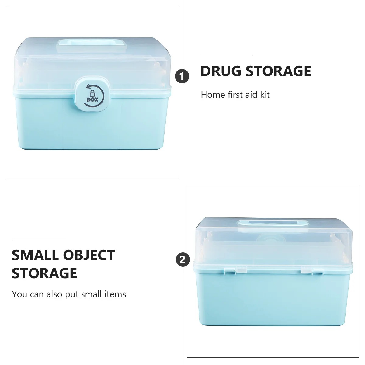 صندوق دواء كبير محمول متعدد الطبقات منظم تخزين طقم طبي منزلي مقاوم للرطوبة وإبزيم قابل للدوران