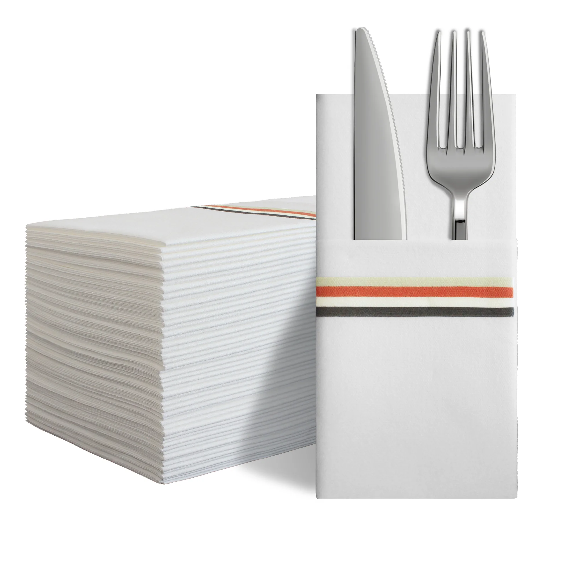 

JINYUDOME 25/50Pcs Disposable Linen-Feel Dinner Napkins With Built-in Flatware Pocket,Prefolded Paper Napkins For Party Wedding