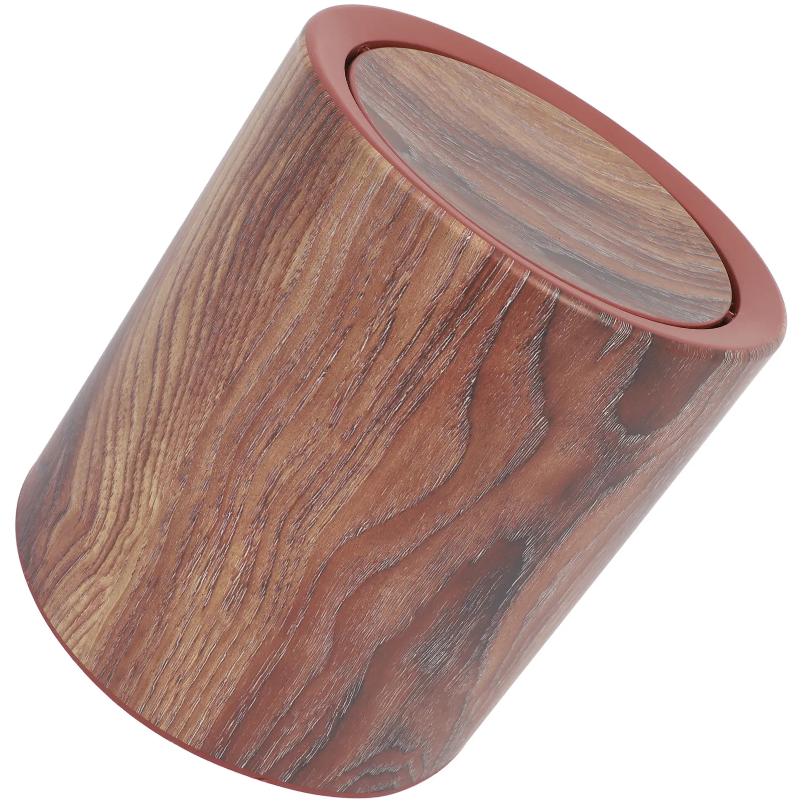 

Мусорное ведро с имитацией дерева, круглое, с откидной крышкой, пластиковое, для кухни, ванной, офиса