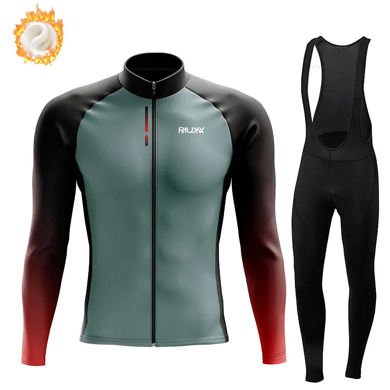 

Raudax Herfst En Winter Thermische Fleece Man Lange Mouw Fietsen Kleding Mountainbike Fietsen Jasje Warme Racefiets Sportkleding