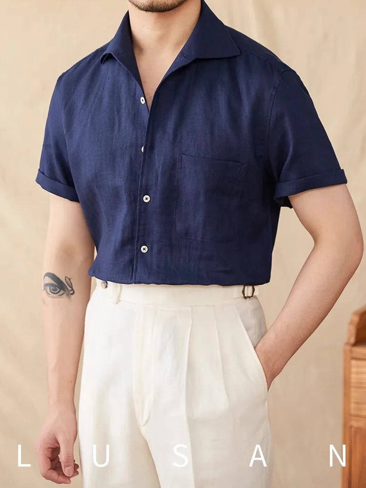 

Men's 100% Linen Shirt | Summer Casual Half Sleeve | Relaxed Fit Commuter Top | Trendy Slightly Wide Short Sleeve