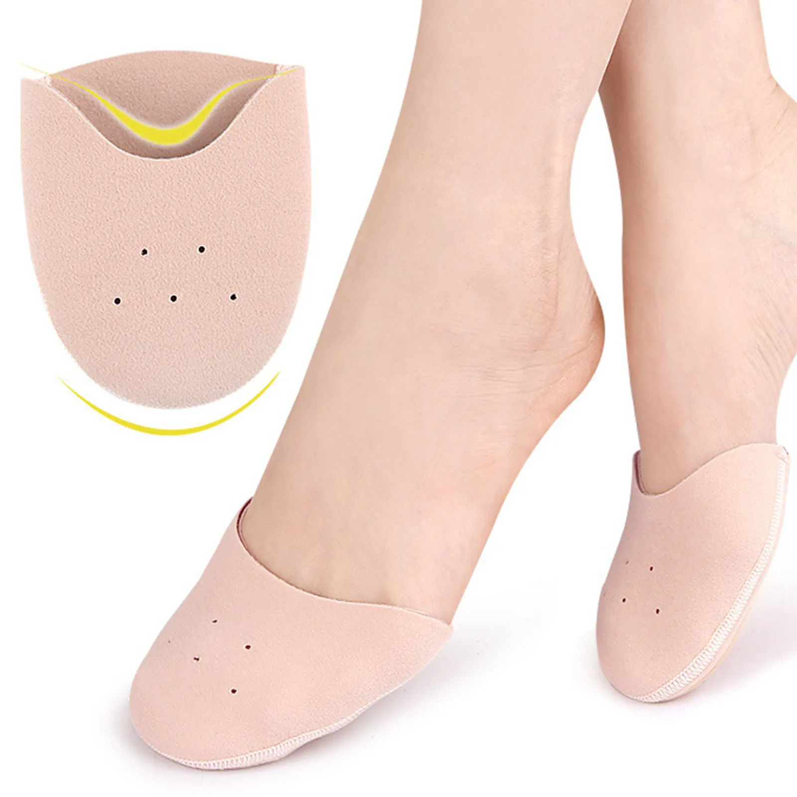 Ballet Shoes Toe Pads Soft SEBS Ballet Slipper Toe Pouches Pad Breathable Curved 1 Pair with Holes for Dance