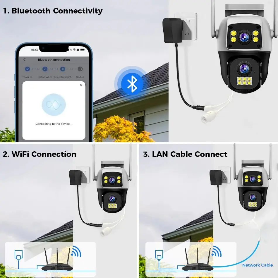 كاميرا V380 Pro مزدوجة العدسة IP خارجية 4K 8MP WiFi مراقبة منزلية تتبع تلقائي حماية أمنية الصوت والفيديو كاميرات CCTV