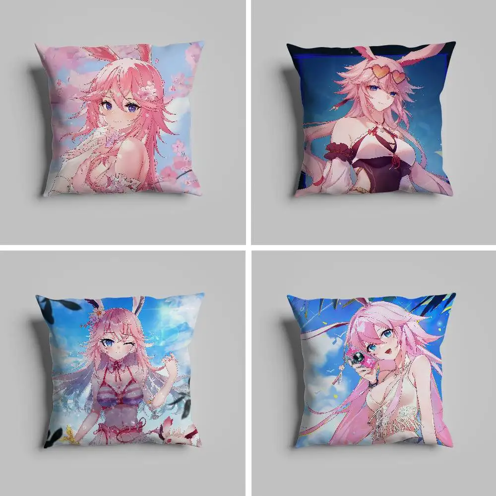 

Yae Sakura Honkai Impact Pillow Case Pillowcase For Car Pillows 60x60 Cushions Luxury Double Sided Cover Home And Decoration So