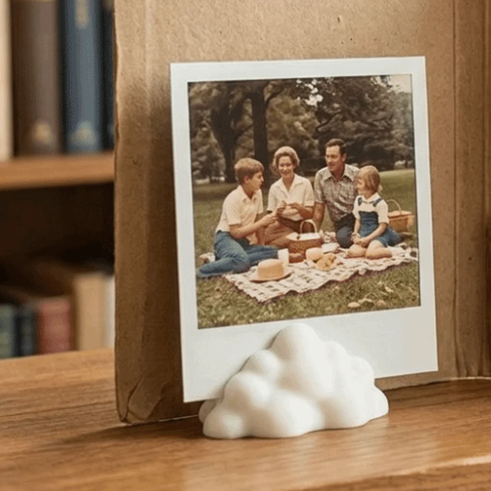6 supports photo 3D imprimés en forme de nuage, porte-cartes de visite minimaliste, pinces à photos, mini cadres photo polyvalents pour messages