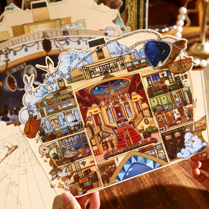 

Plus Size Kawaii 3D Retro Navigation Magic Miniature Scene Stickers DIY Hand Stacking Paste Fun Scrapbook Stickers