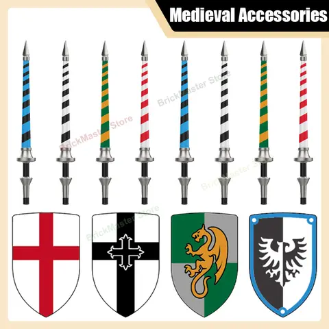 중세 군사 성 기사단 빌딩 블록 템플 기사단 투티콘 라이더 방패 창자루 DIY 군인 피규어 부품 장난감 선물 블록 세트