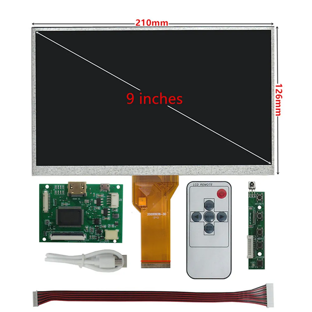 Tablero de Control de controlador de pantalla táctil digitalizador de pantalla LCD de 9 pulgadas, Compatible con HDMI, Kit de Monitor de PC Raspberry Pi DIY