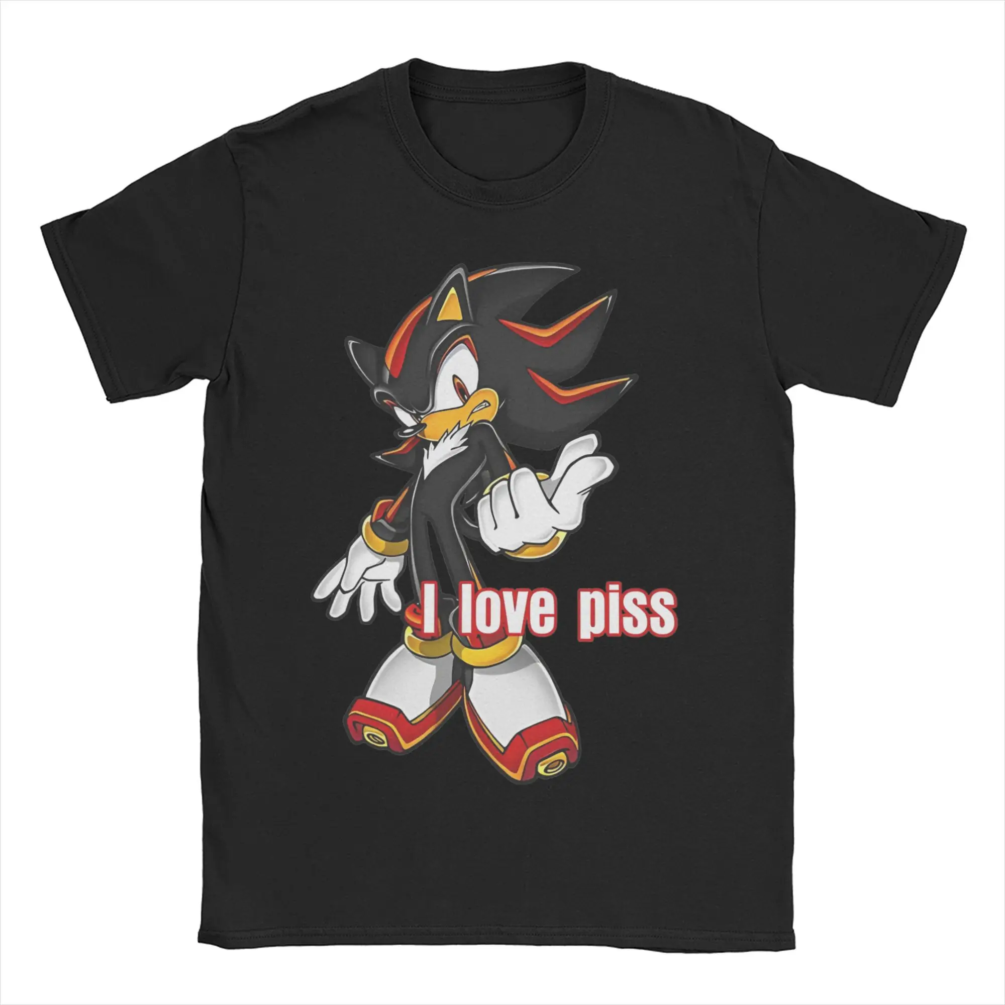 Novelty Shadow The Hedgehog I Love Piss T-Shirt Men Cotton Short Sleeve Round Neck Summer Top Tee