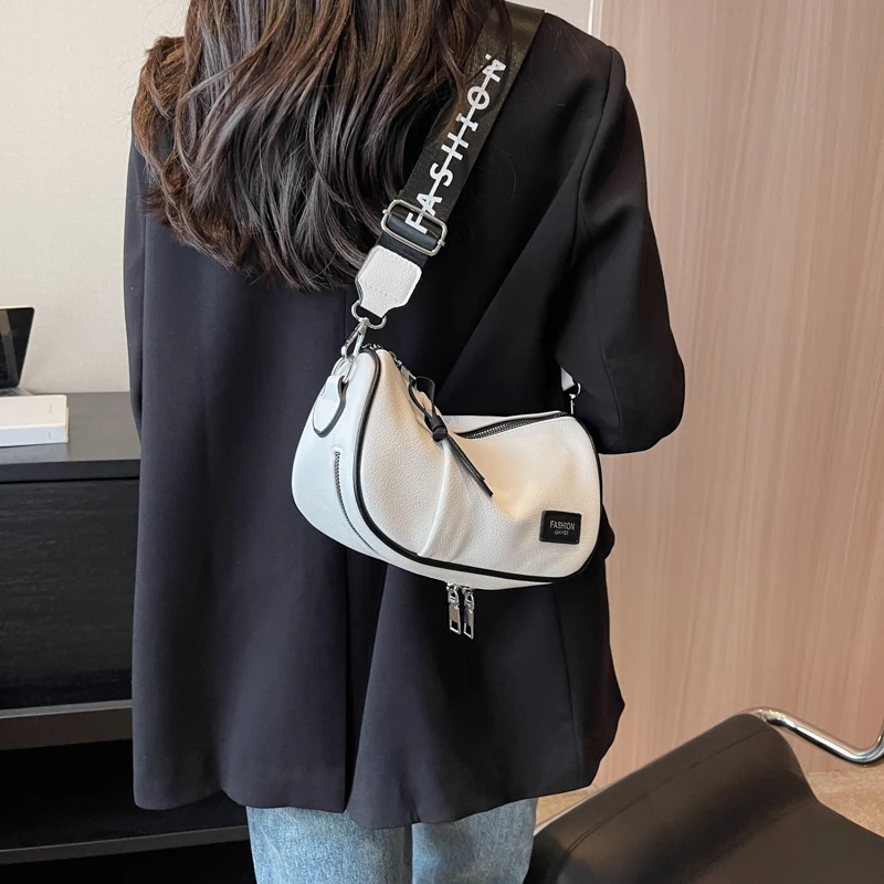 Solid Color Leisure Saddle Crossbody Bags for Women Fashion Trend Leather Luxury Design Pillow Shoulder Bags Handbags and Purses