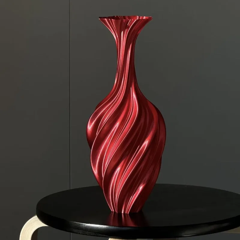 Twisted Retro 3D Printing Art Vase - New Decorative Flower Arrangement Ornament Light Luxury Design
