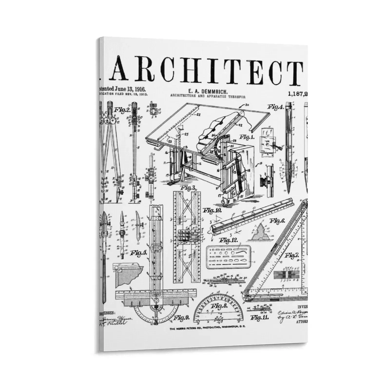 

Architect Architecture Student Tools Vintage Patent Print Canvas Painting anime poster