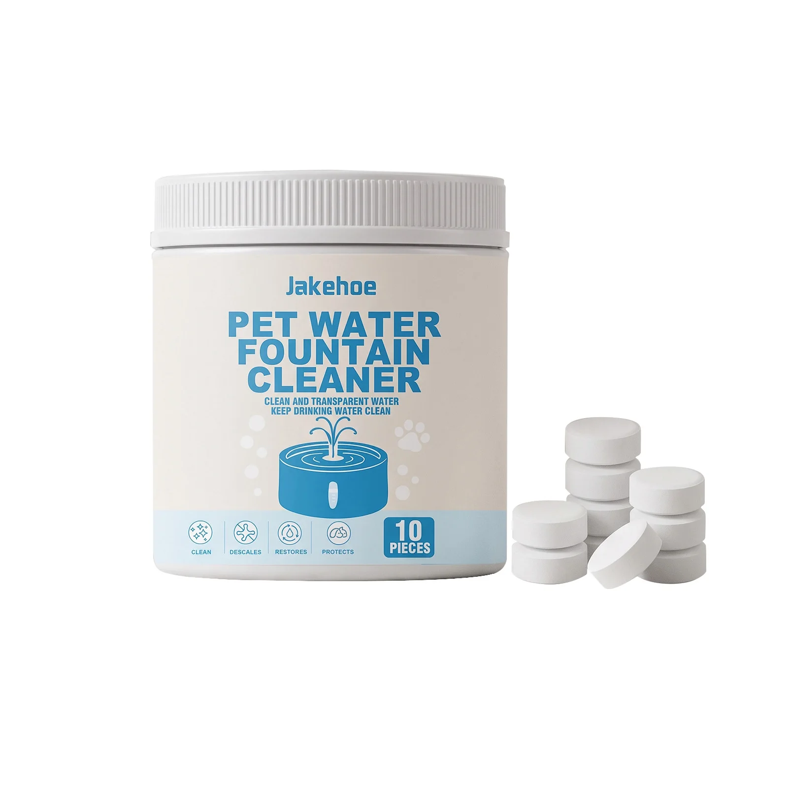 Pet Water Fountain Cleaner Tablets Fast Dissolve Stubborn Limescale Reduce Clogs Safe Formula Dog Cat Water Fountains Cleanser
