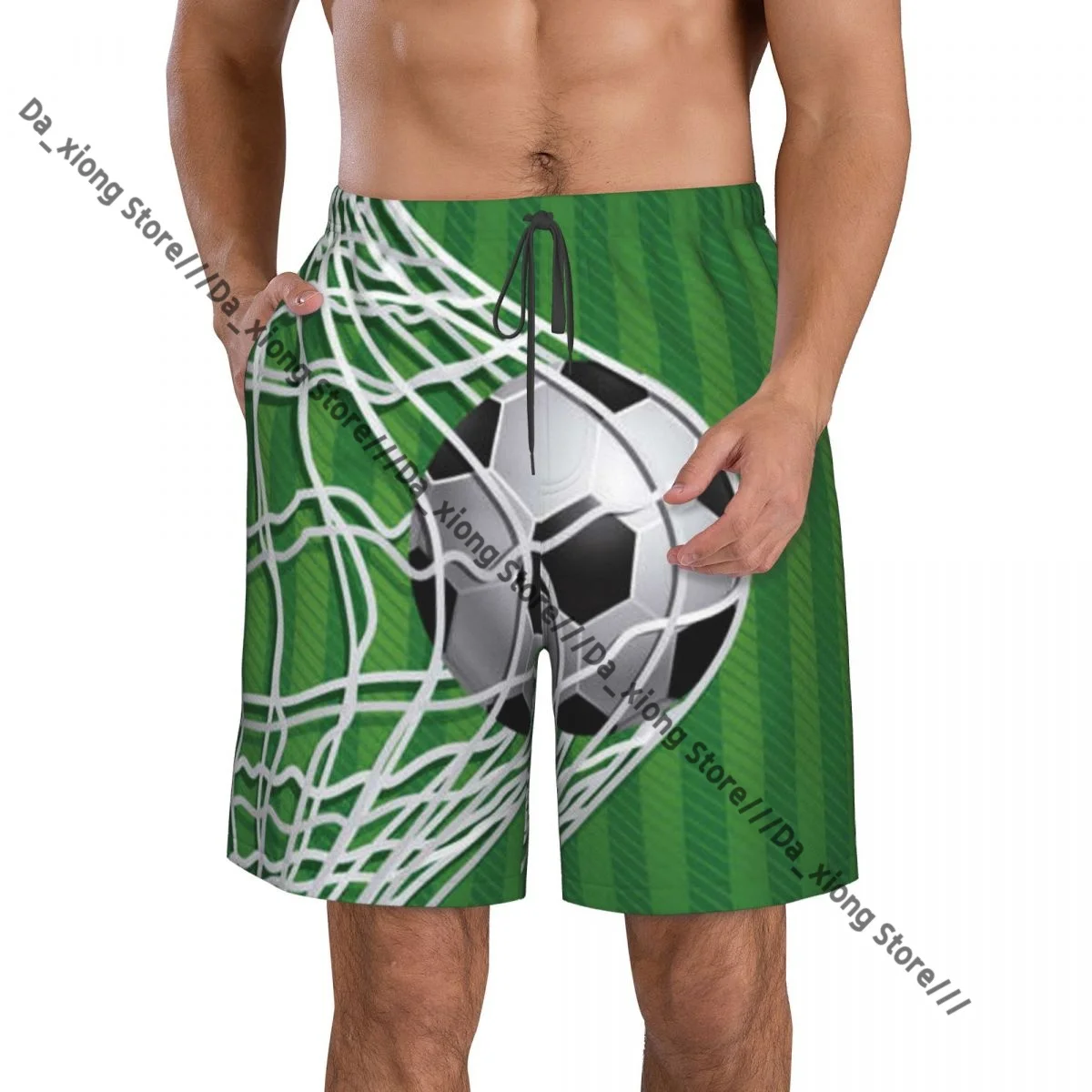 Men Beach Short Quick-drying Swimming Trunk Soccer Design Swimwear Swimsuit Bathing Shorts