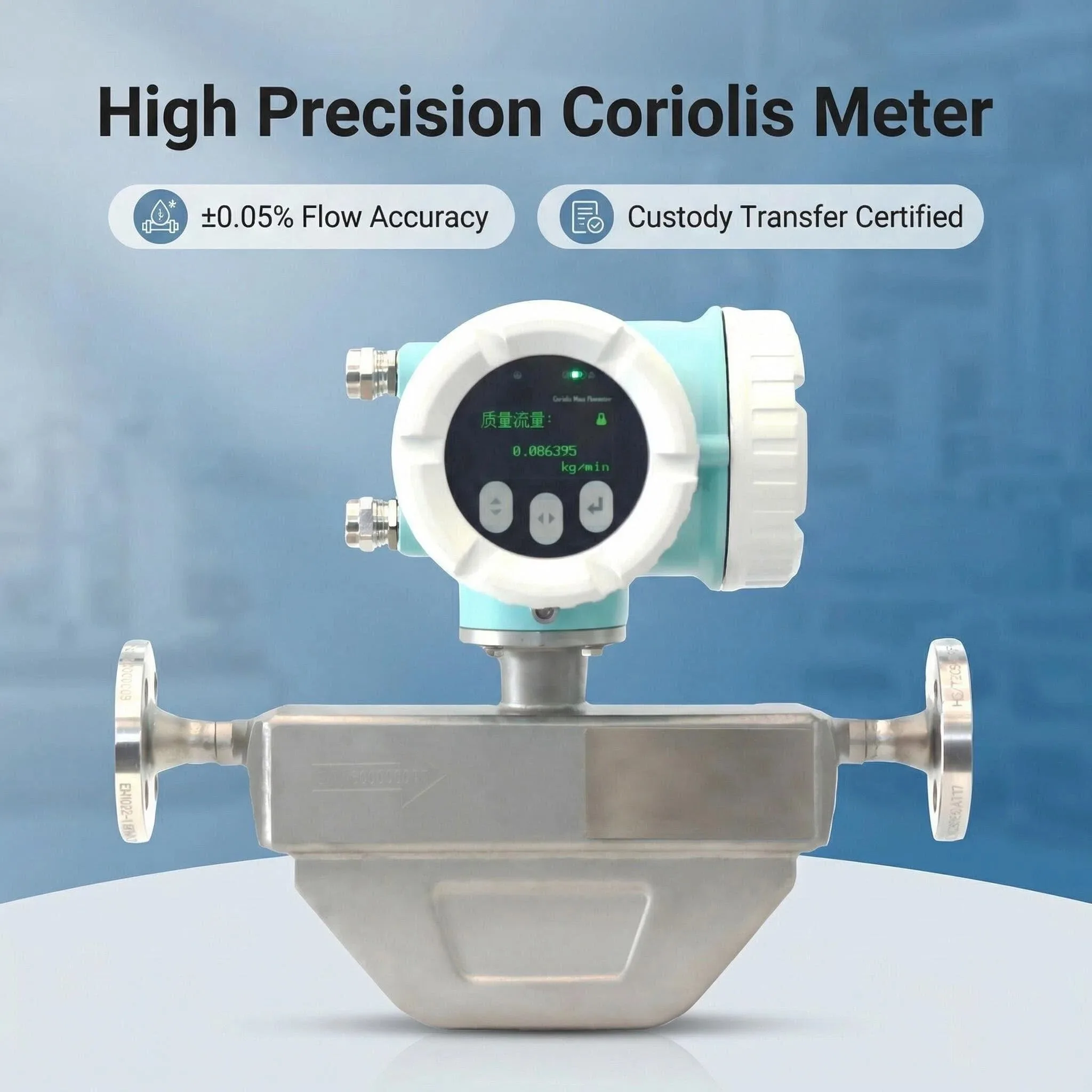 Variable Area Digital LCD Oil Flow Meter +/-0.05% Accuracy Continuous Electronic Water Liquid Flowmeter Flange Stainless Steel
