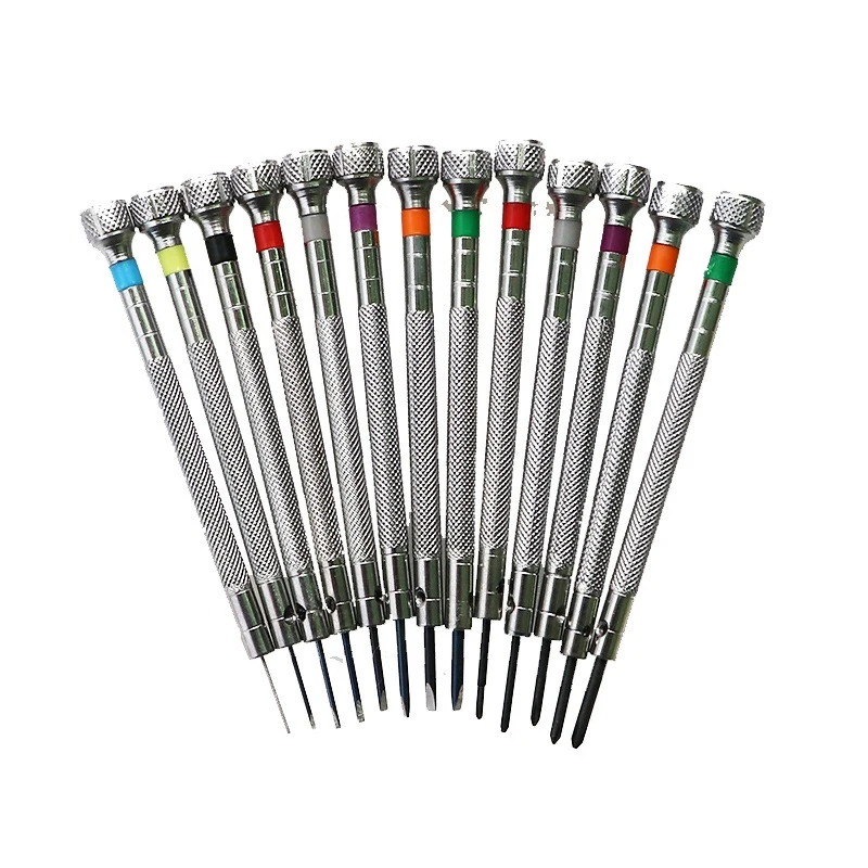 13Pcs 0.6Mm-2.0Mm Watchmakers Multifunctional Precision Screwdriver Set Watch Glasses Flat Blade Opening Repair Tool