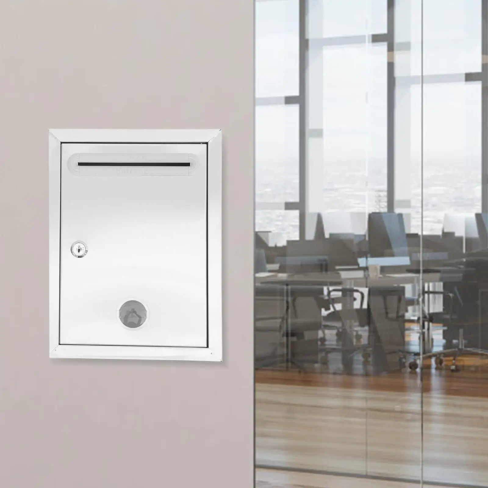 1Pcs Stainless Steel Suggestion Box Lockable Mailboxes Donation Ballot Wall Mount Letter Boxes Versatile Storage Security