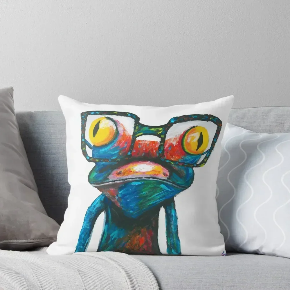 

Colorful Gecko Wearing Glasses Acrylic Painting Throw Pillow Pillowcase Sofa Pillow Cover pillow