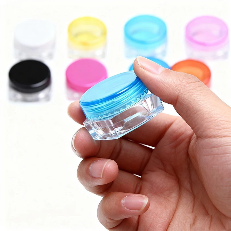 10Pcs 3g/5g Square Shape Cosmetic Jars Sample Pots Plastic Travel Containers For Eye Shadow Lip Balm Nails Powder Jewelry Creams