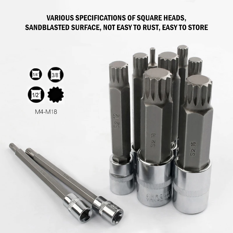 10 PCS Of 12-Point Batch Head Socket M4~M18 Quick Wrench Plum Blossom Screwdriver Star-Shaped Nozzle Tool Key