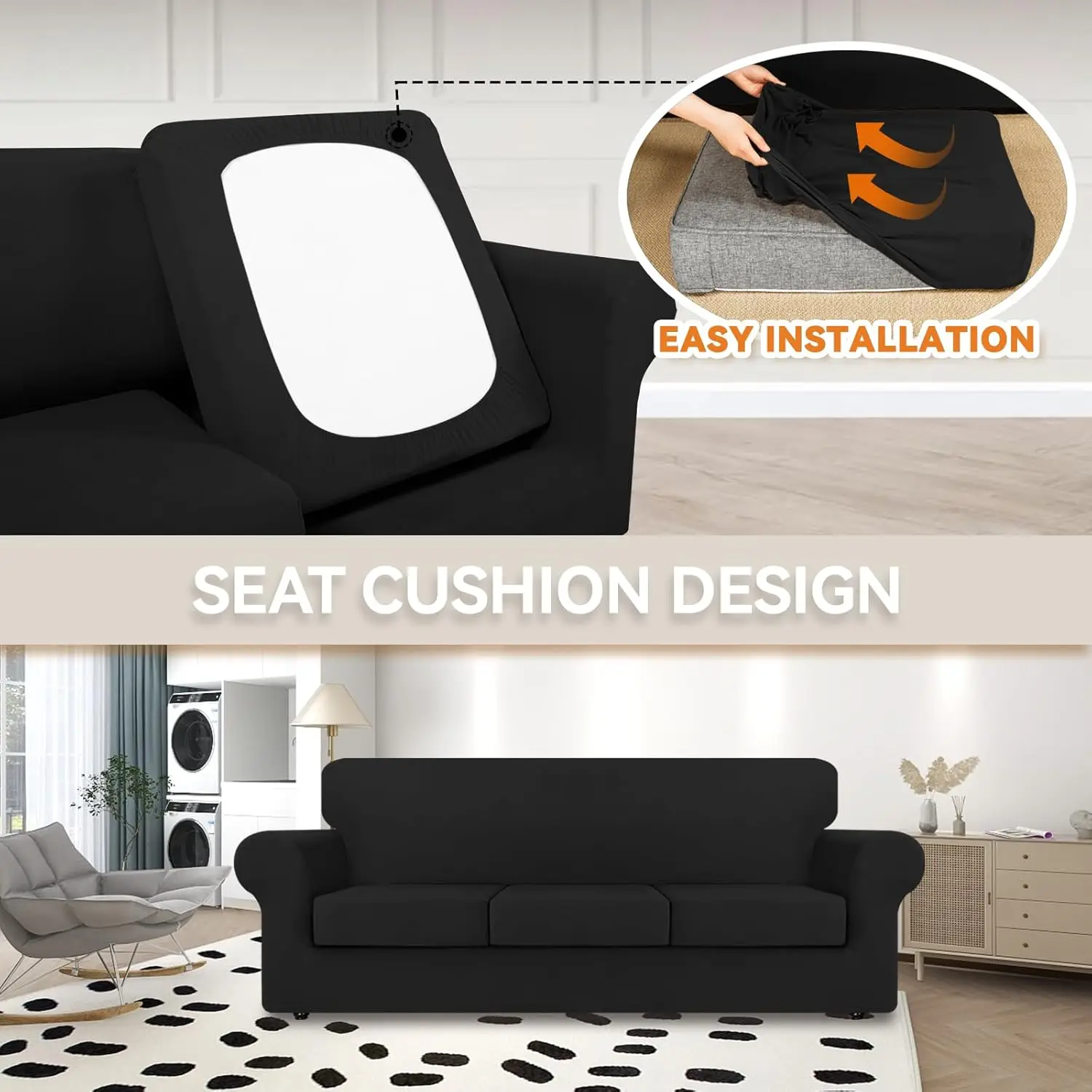 

Kekuou 4 Pieces Stretch Couch Covers For 3 Cushion Couch Sofa Pet Friendly， Sofa Covers Washable Soft Elastic Dogs Furniture